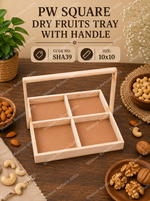 Pinewood Square Dry fruits Tray with Handle 10*10