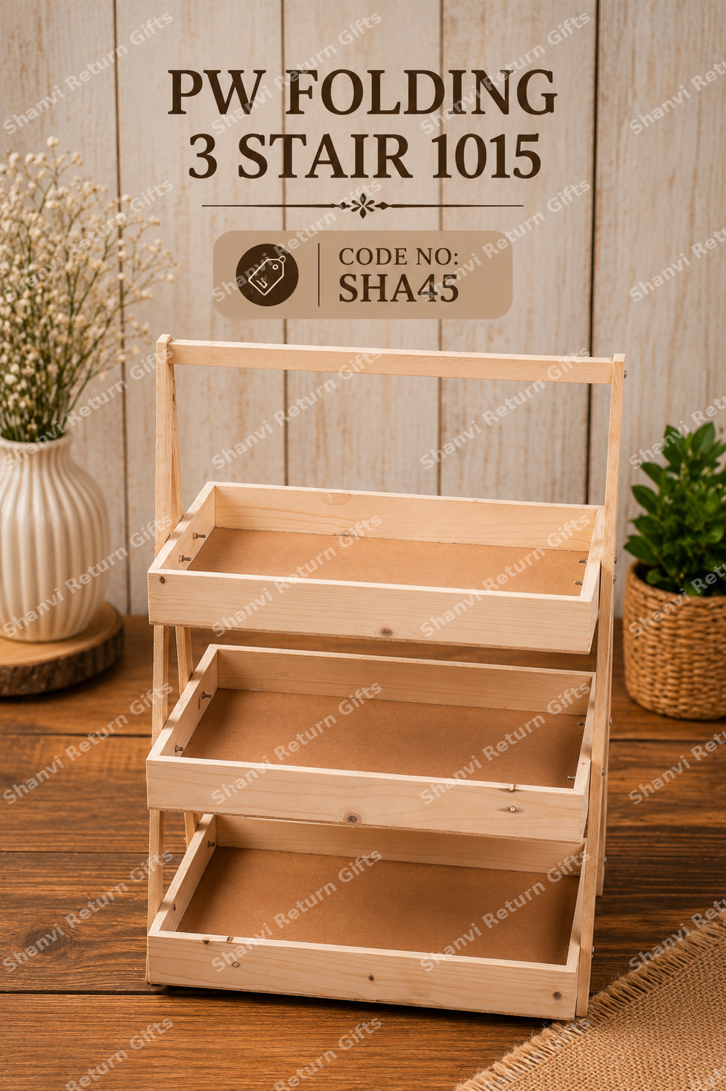 Pinewood Folding 3 Stair 10*15