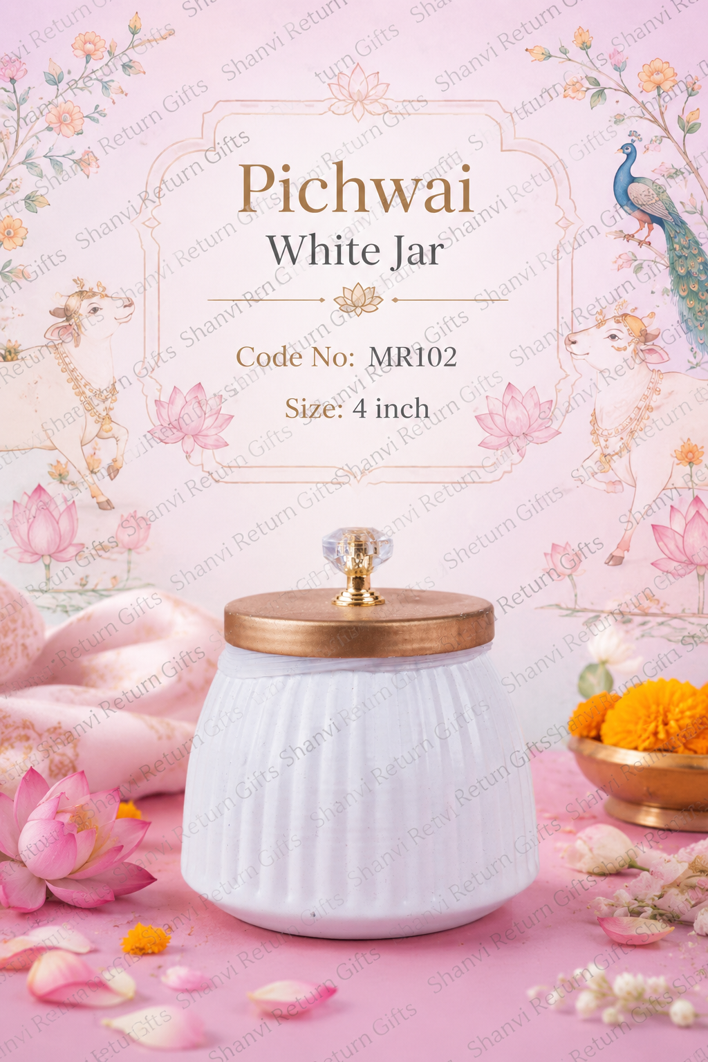 Pichwai White Jar