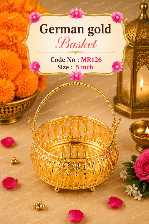 German Silver Gold Basket