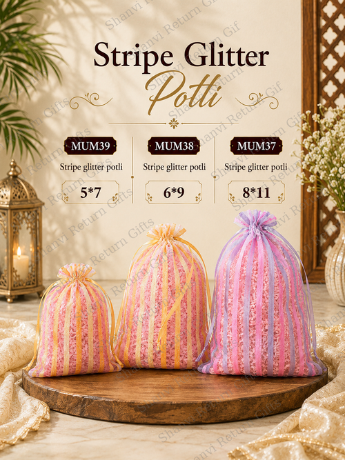 Stripe glitter potli