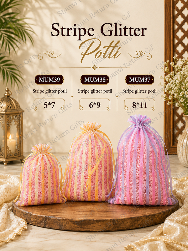 Stripe glitter potli