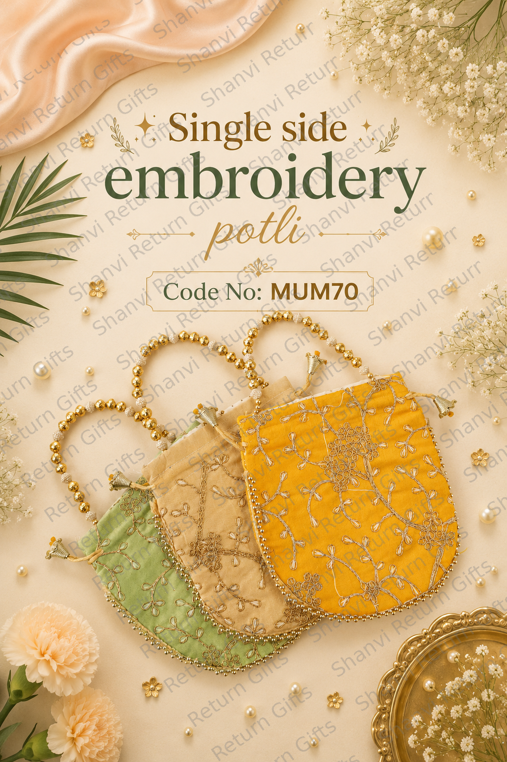 Single Side Embroidery Potli S