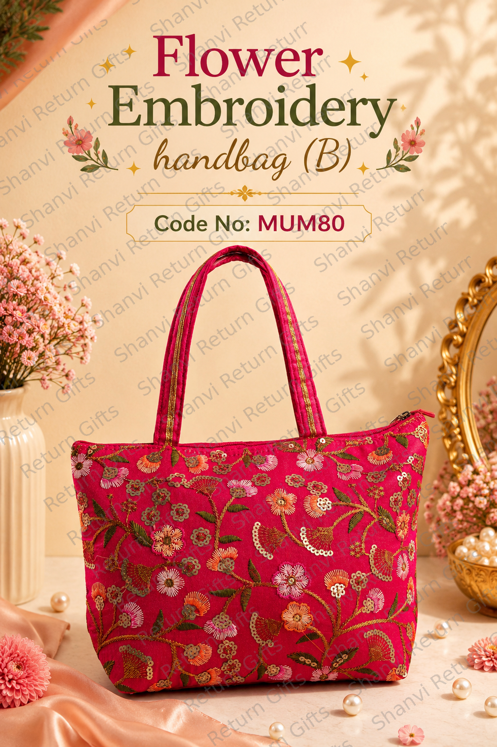 Flower Embroidery Handbag B