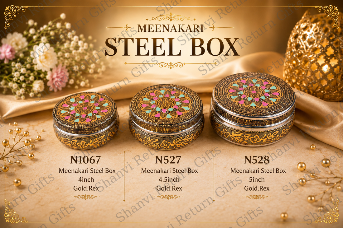 Meenakari Steel Box Gold.Rex