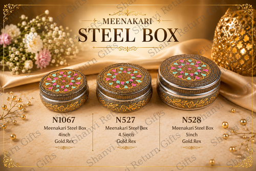 Meenakari Steel Box Gold.Rex