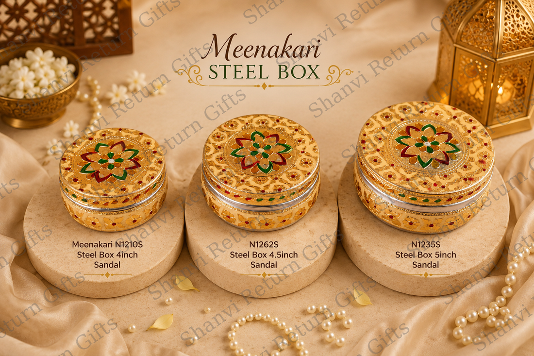 Meenakari Steel Box Colour Flowers