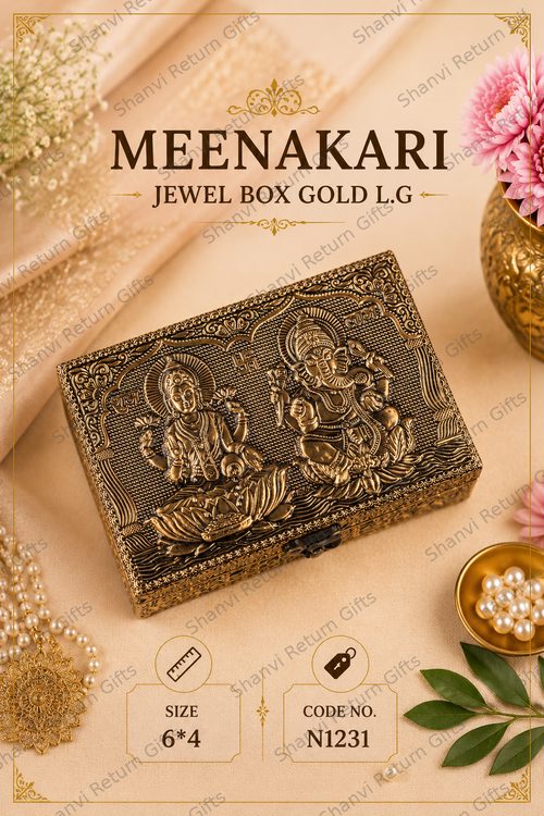 Meenakari Jewel Box Gold Lakshmi Ganesh
