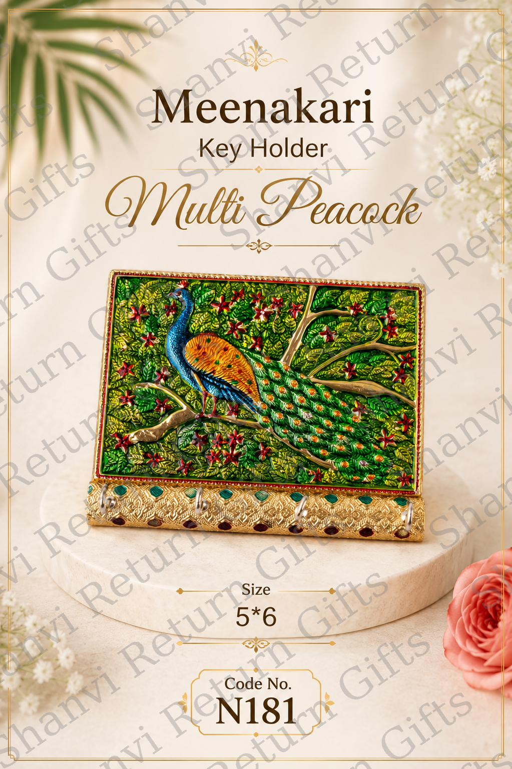Meenakari Key holder Multi Colour peacock 5*6