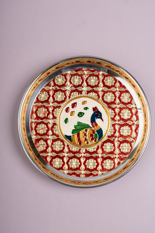 Meenakari Steel plate Peacock 7inch