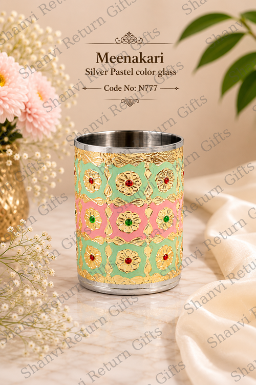 Meenakari Silver Pastel color glass