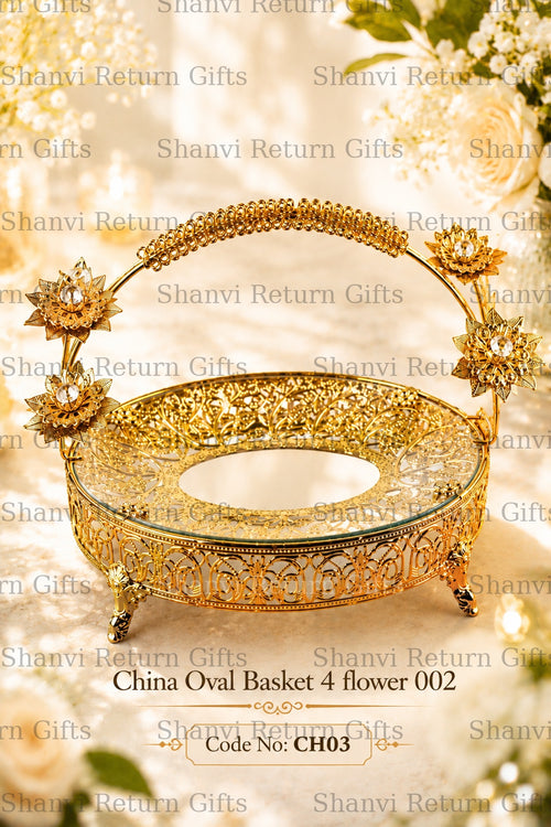 China Oval Basket 4 Flower