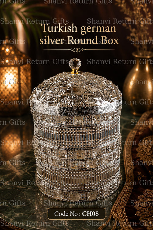 Turkish German Silver Round Box