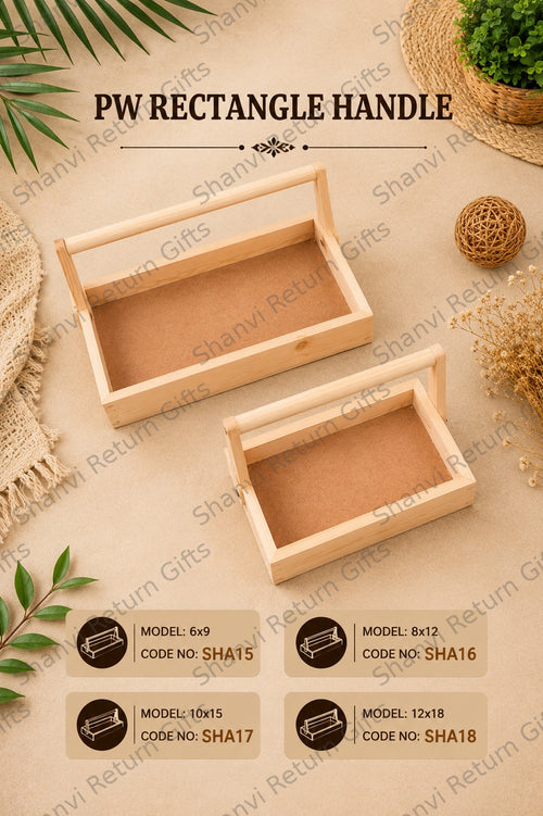 Pinewood Rectangle Tray With Handle