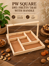 Pinewood Square Dry fruits Tray with Handle 8*8 1