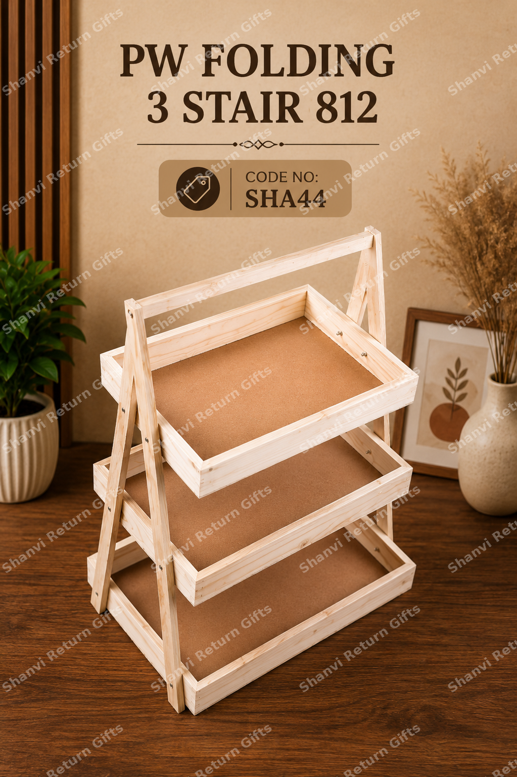 Pinewood Folding 3 Stair 8*12