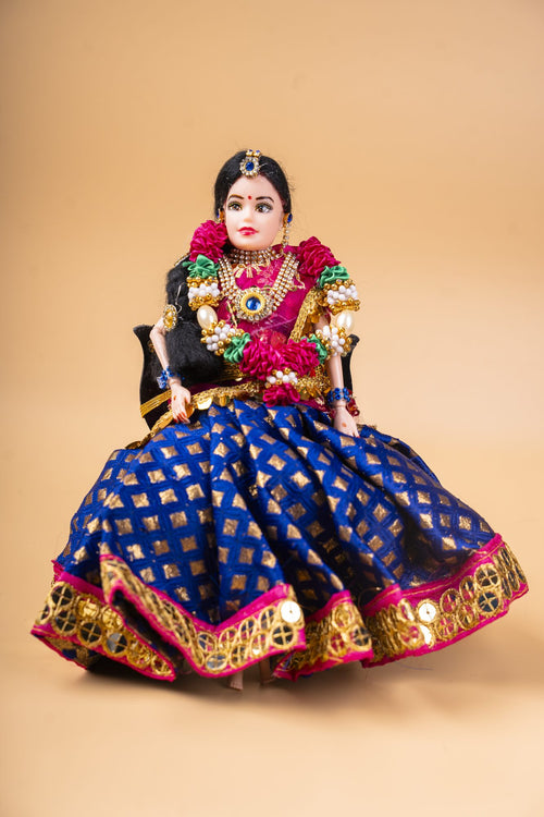 Barbie Half Saree Sitting In Sofa
