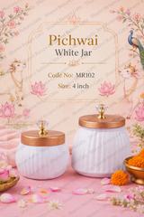 Pichwai White Jar 2