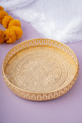 German Silver Tray Gold Embossed 4