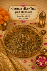 German Silver Tray Gold Embossed 2
