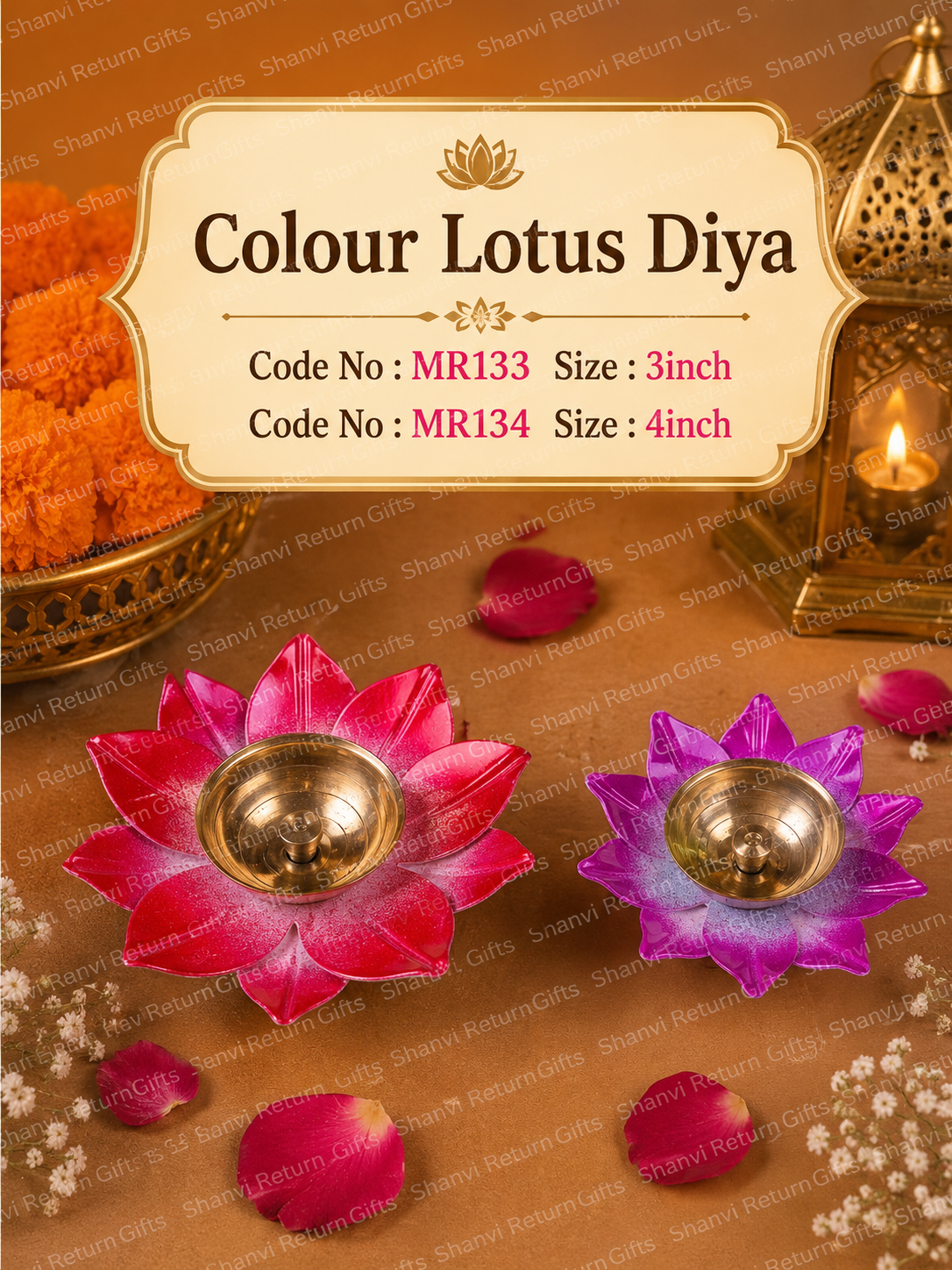 Colour Lotus Diya