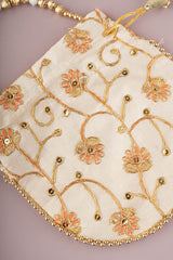 Golden Flower Embroidery Potli 2
