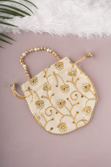 Golden Flower Embroidery Potli 4