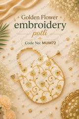 Golden Flower Embroidery Potli 1