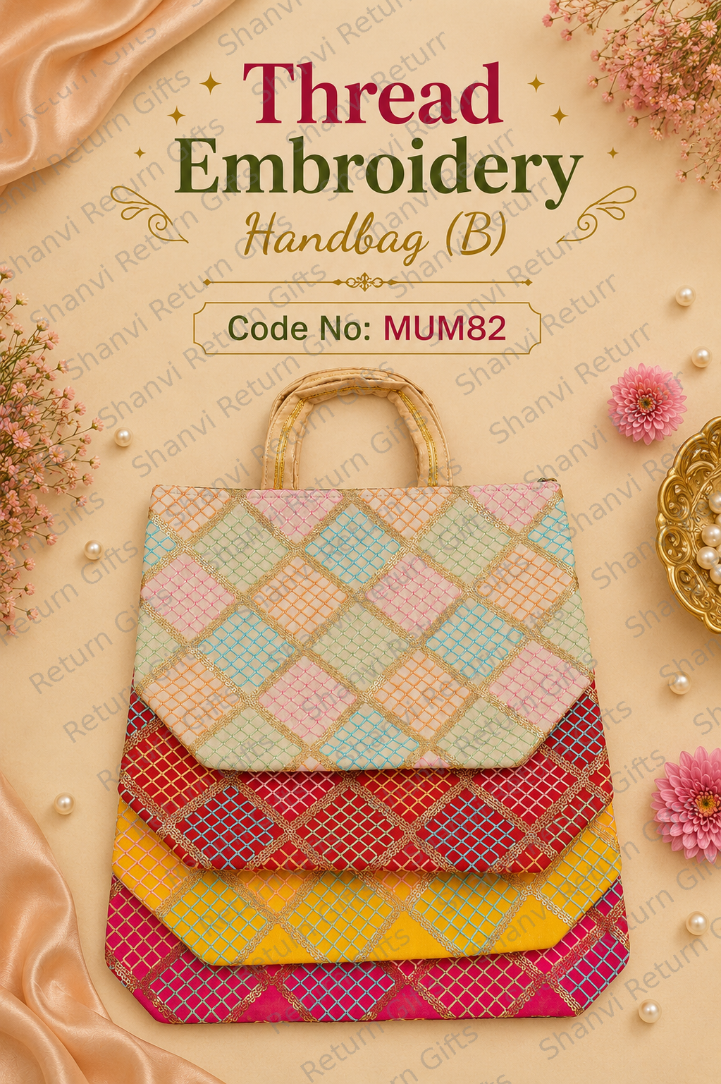 Thread Embroidery Handbag (B)