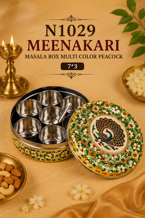 Meenakari  Masala Box Multi Color Peacock 7*3