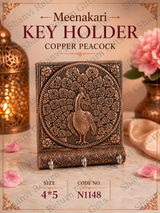 Meenakari Key Holder Copper Peacock 1