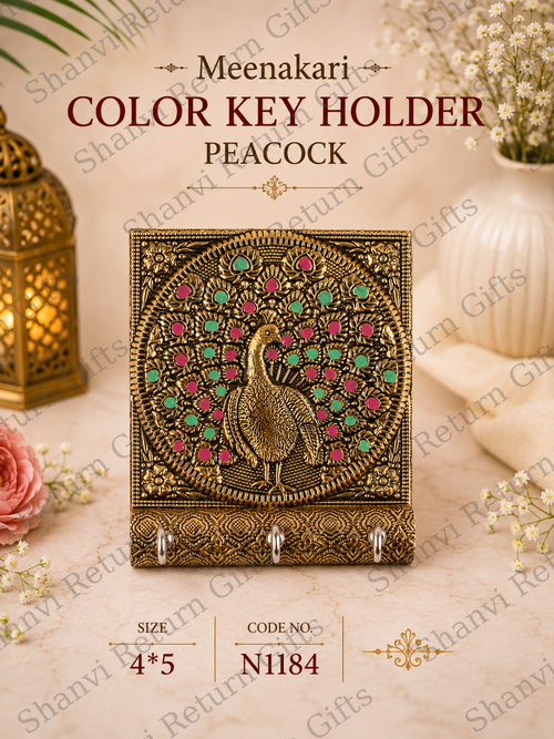 Meenakari Color Key Holder Peacock