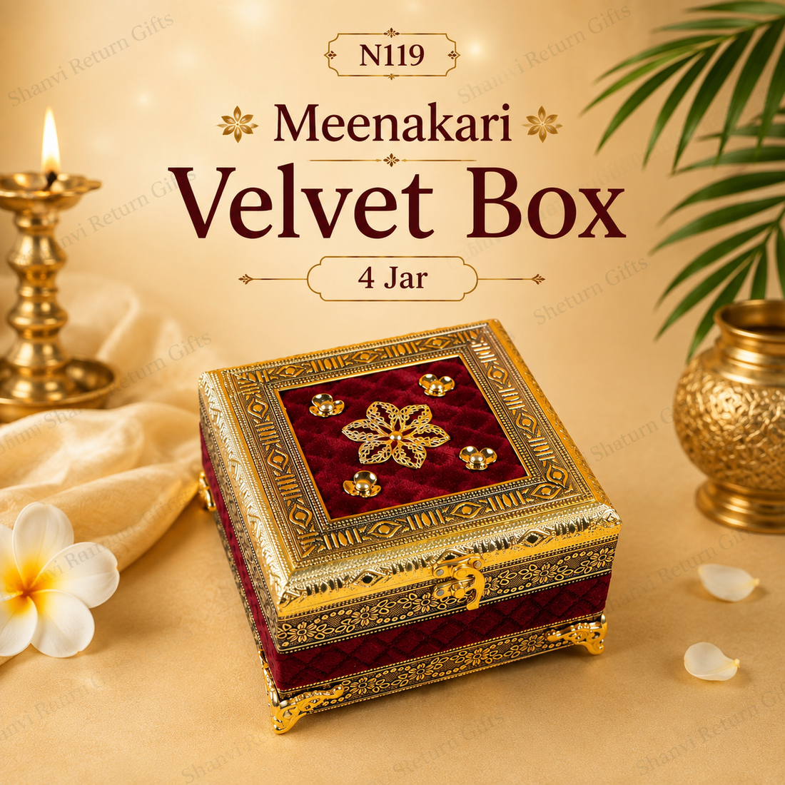 Meenakari Velvet Box – 4 Jar