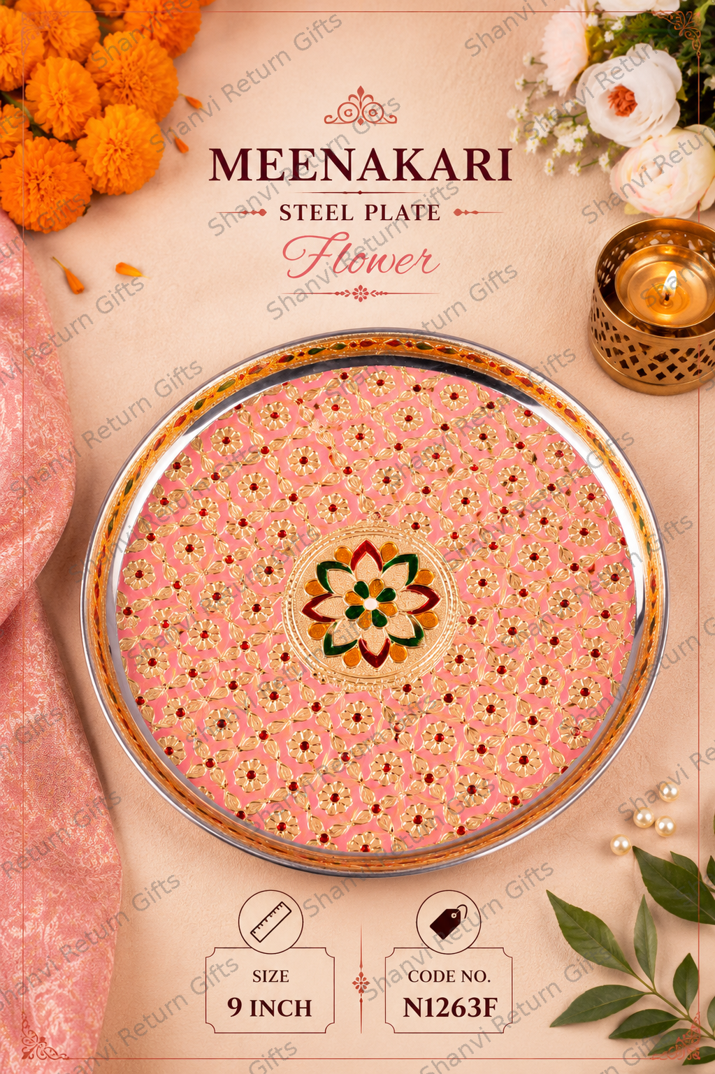 Meenakari Steel plate Flower