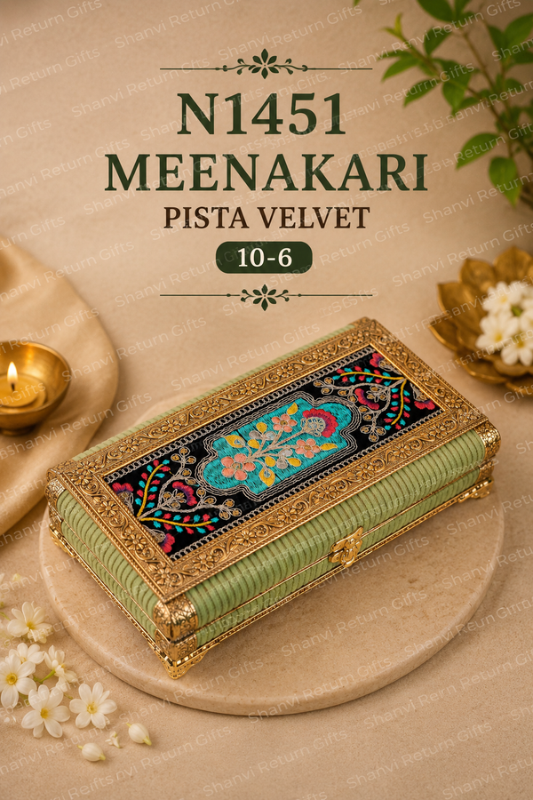 Meenakari Pista Velvet 10*6