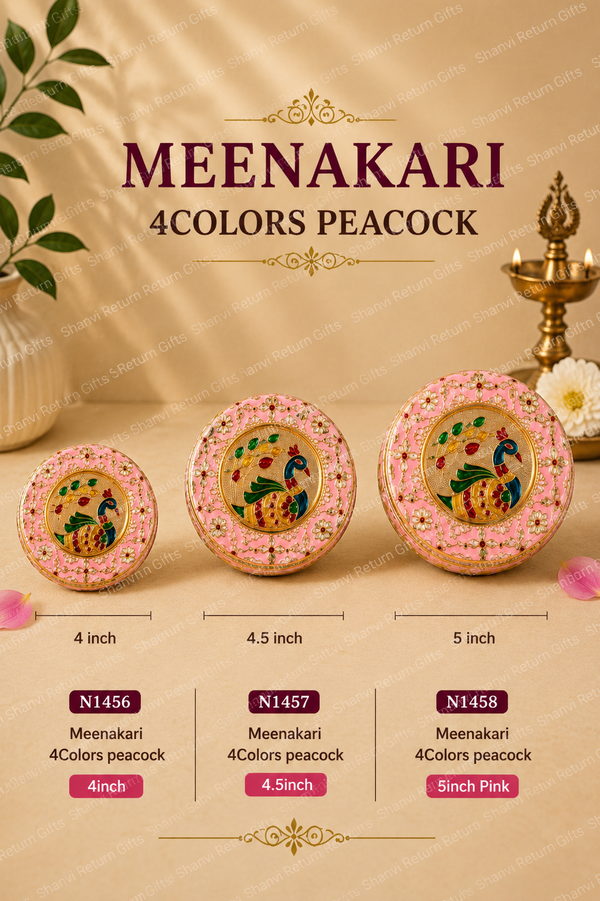 Meenakari 4Colors peacock Steel Box