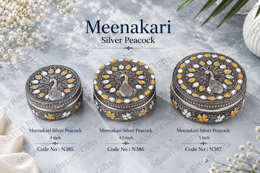 Meenakari Silver Peacock Box