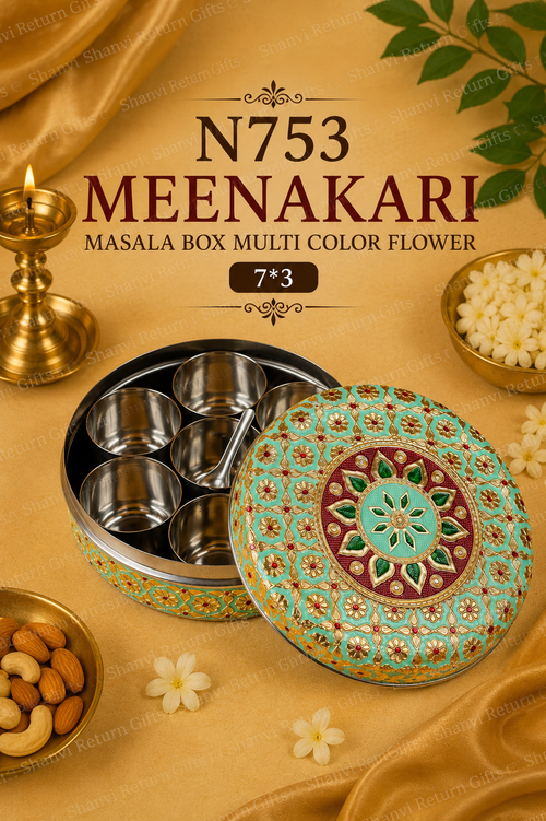 Meenakari Masala Box Multi Color Flower