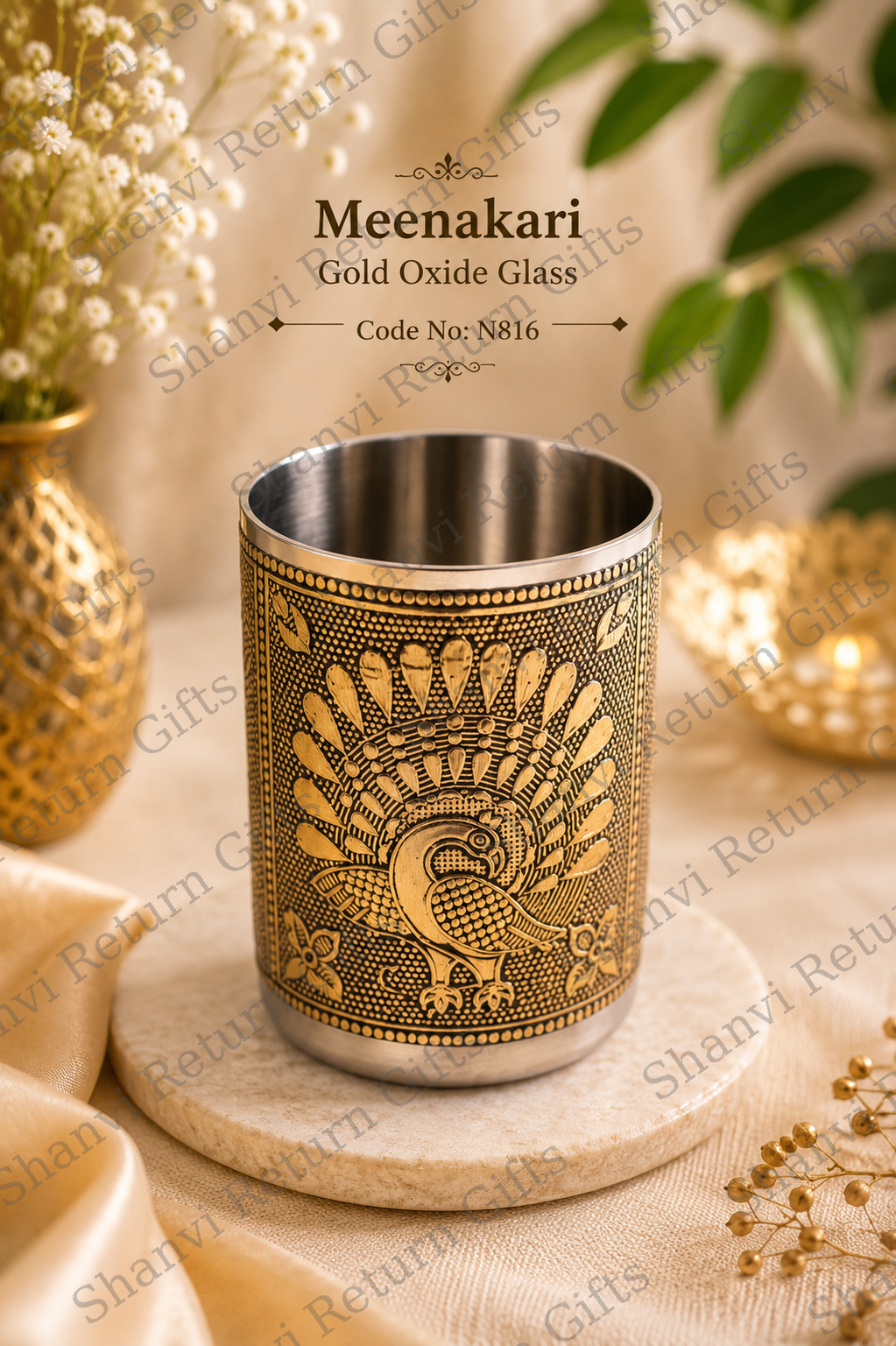 Meenakari  Gold Oxide Glass
