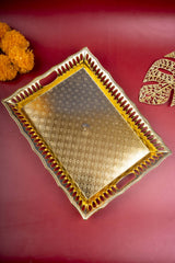 Fiber Rectangle Gold Tray Small 3