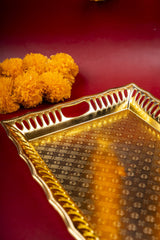 Fiber Rectangle Gold Tray Small 6