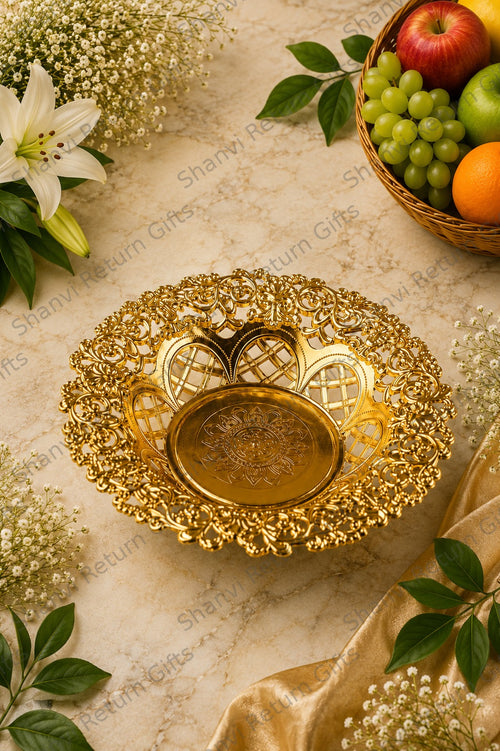 Fiber Floral Gold Basket