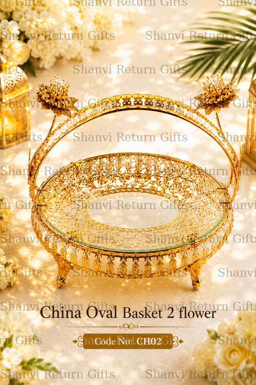 China Oval Basket 2 Flower