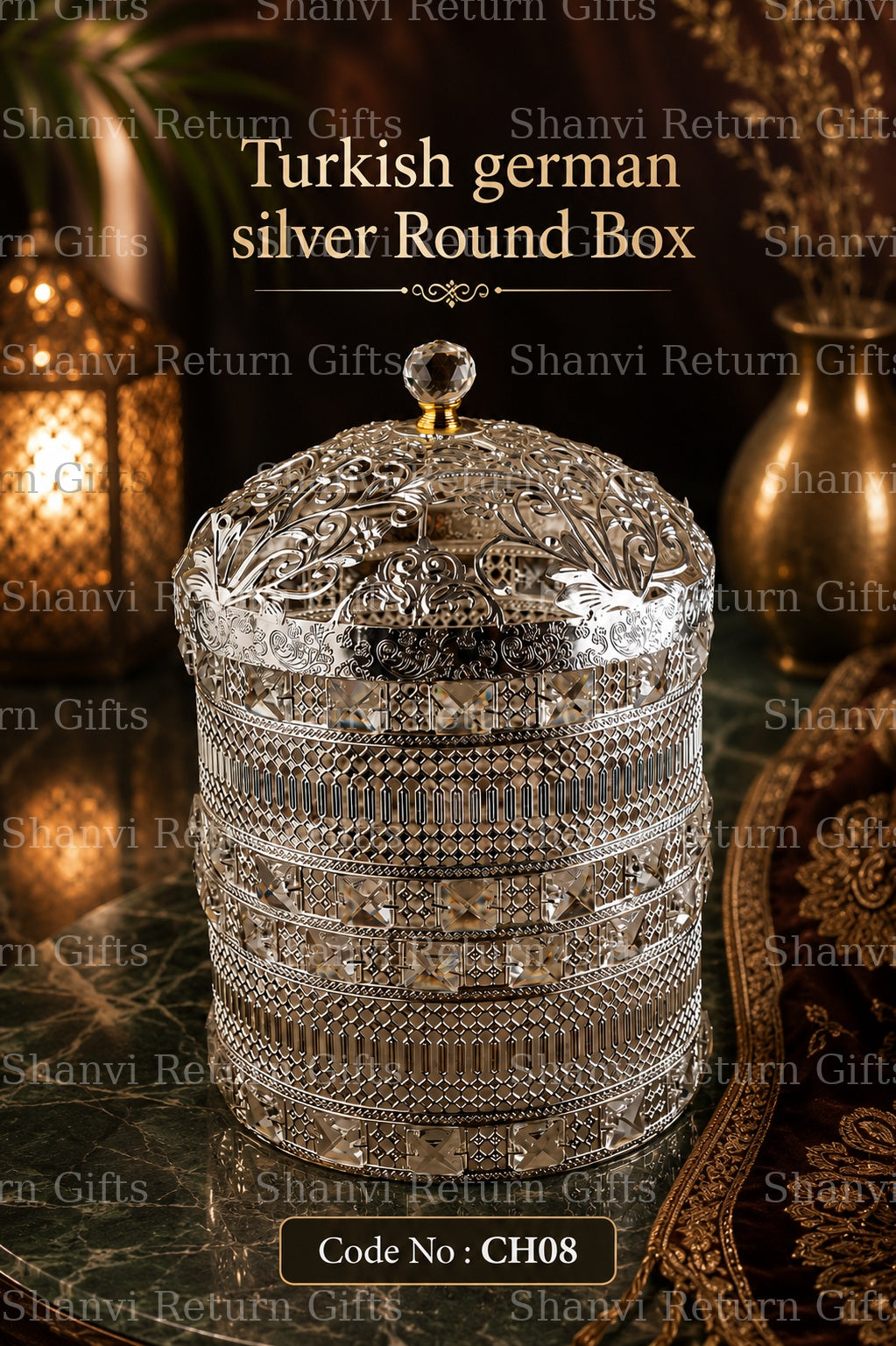 Turkish German Silver Round Box
