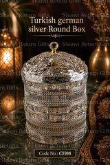Turkish German Silver Round Box 1