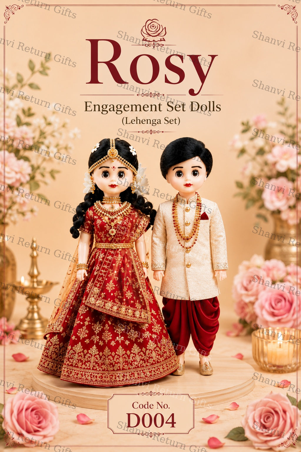 Rosy Engagement Set Dolls Lehenga Set