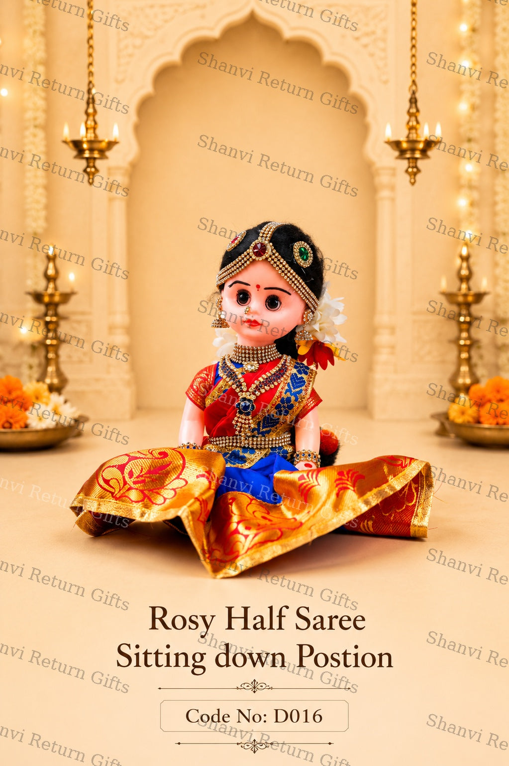 Rosy Half Saree Sitting Down Postion